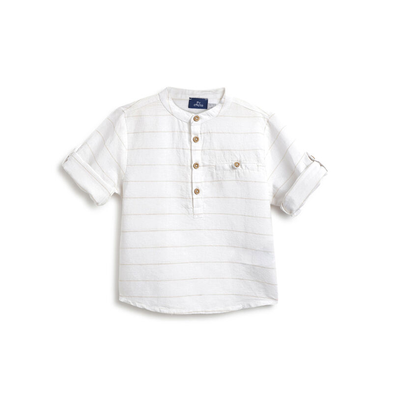 Boys White Striped Long Sleeve Shirt image number 0